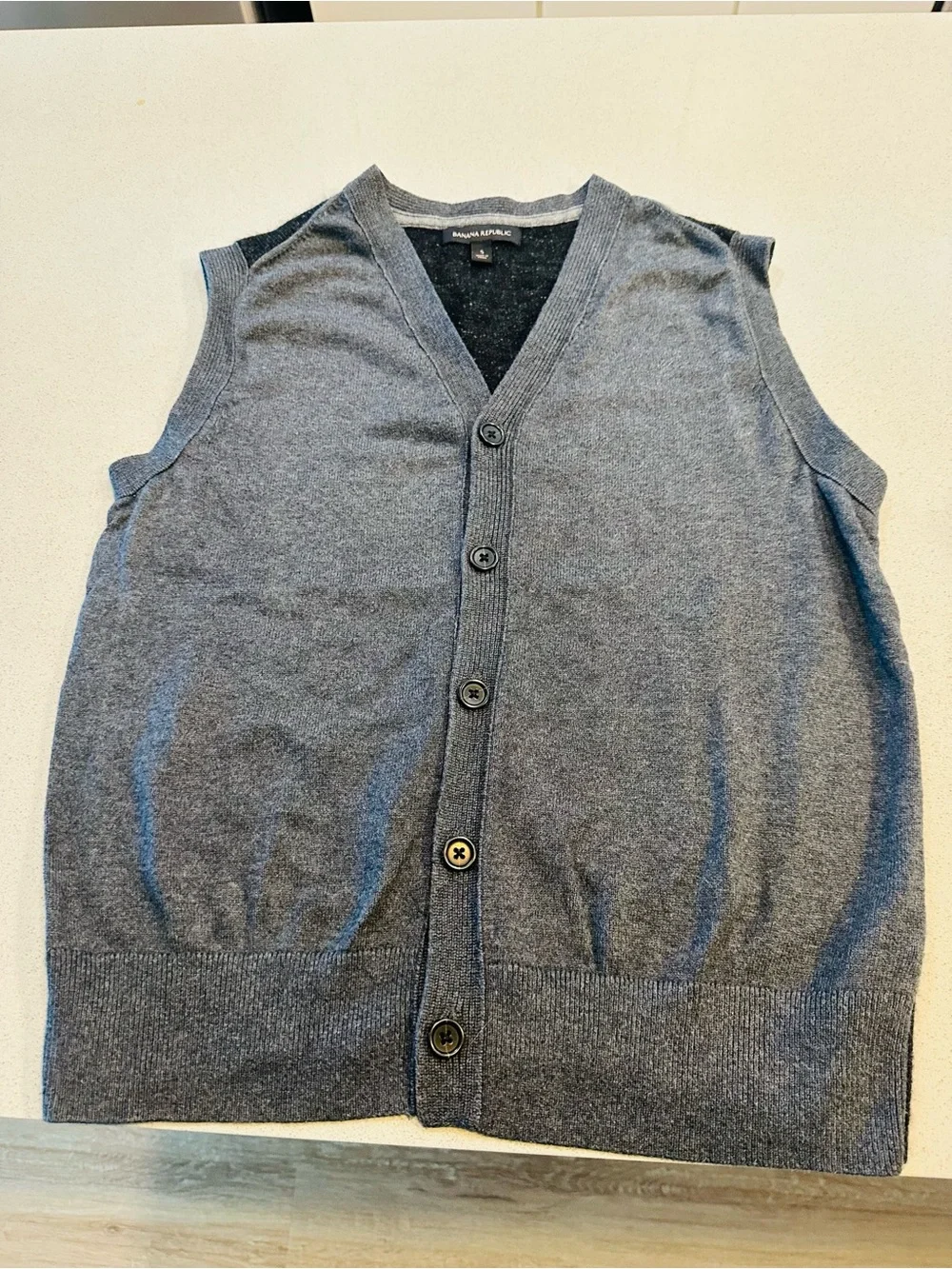 Banana Republic Men's Charcoal Gray Button-Up Knit Vest